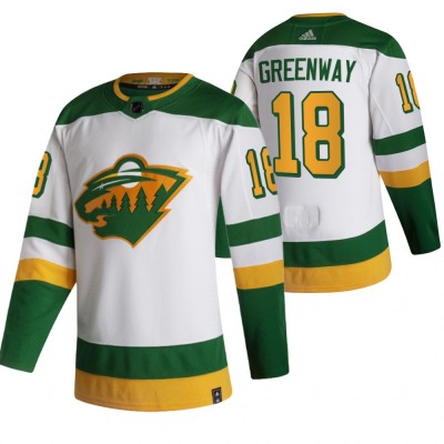 Minnesota Wild #18 Jordan Greenway White Men's Adidas 2020-21 Reverse Retro Alternate NHL Jersey Men's